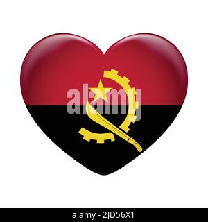 Angola flag icon isolated on white background. Angola flag. Flag icon glossy. Stock Vector