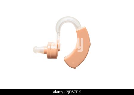 hearing aid for sound amplification isolated on white background. Medical tools and healthcare equipment Stock Photo