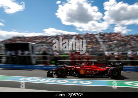 16 LECLERC Charles (mco), Scuderia Ferrari F1-75, action during the Formula 1 AWS Grand Prix du Canada 2022, 9th round of the 2022 FIA Formula One World Championship, on the Circuit Gilles Villeneuve, from June 17 to 19, 2022 in Montreal, Canada - Photo DPPI Stock Photo