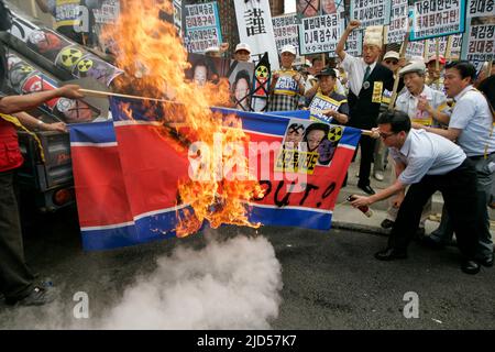 June 17, 2020-Seoul, South Korea-In This pictures is File Photos. Korean War Veterans shout slogans during a anti-NK rally in Seoul, South Korea. North Korea said Wednesday it has rejected South Korea's offer to send special envoys and will redeploy troops to two inter-Korean business zones near the border, unrelentingly ratcheting up tensions a day after the regime blew up a joint liaison office. The North's disclosure of its rejection of the special envoy proposal shows the regime has no intention to defuse tensions through dialogue and will carry out a series of measures it has threatened t Stock Photo