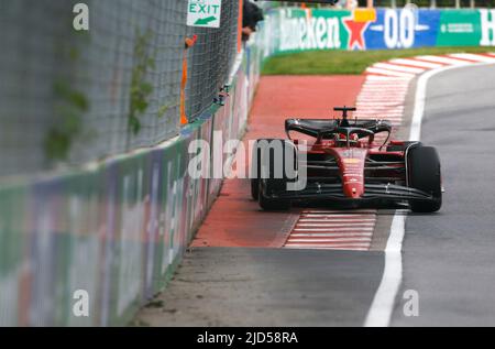 16 LECLERC Charles (mco), Scuderia Ferrari F1-75, action during the Formula 1 AWS Grand Prix du Canada 2022, 9th round of the 2022 FIA Formula One World Championship, on the Circuit Gilles Villeneuve, from June 17 to 19, 2022 in Montreal, Canada - Photo DPPI Stock Photo