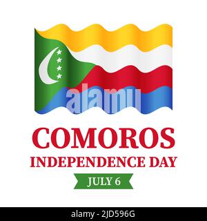 Comoros Independence Day typography poster. National holiday celebrated on July 6. Vector template for banner, greeting card, flyer, etc. Stock Vector