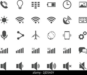 Smartphone functions web icons. Ui elements. Stock Vector
