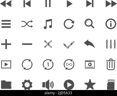 Media player web icons. Ui elements. Stock Vector