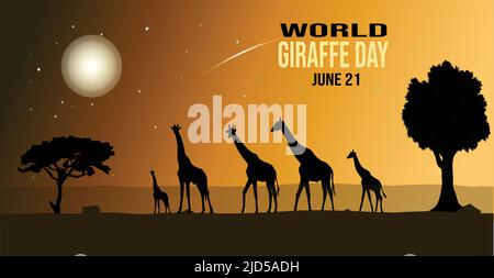World Giraffe Day is an annual event initiated by Giraffe Conservation Federation to celebrate the longest-necked animal on the longest day of the yea Stock Vector