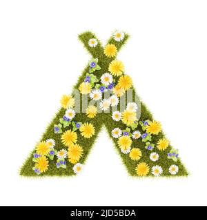 Flowery Grassy Tent Symbol Shape Isolated Stock Photo