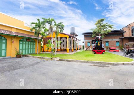 Nonthaburi, Thailand 14 May 2022: View of the colorful building at the Chomchei cafe village just outside the city center at Nonthaburi Province, Thai Stock Photo