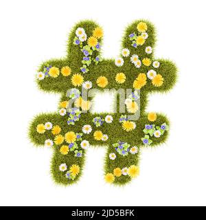 Flowery Grassy Hash Symbol Shape Isolated Stock Photo