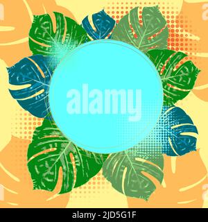 Vector banner Summer tropical flyer design with monstera palm leaves Copy Space Stock Vector