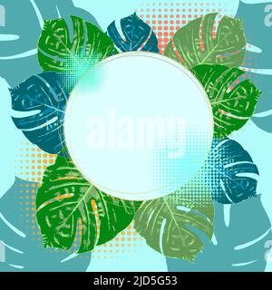 Vector banner Summer tropical flyer design with monstera palm leaves Copy Space Stock Vector