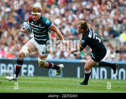 London, UK. 18 June 2022. . LONDON ENGLAND - JUNE 18 : Ollie Chessum of Leicester Tigers during Gallagher English Premiership Final between Saracens against Leicester Tigers at Twickenham stadium, London on 18th June, 2022 Credit: Action Foto Sport/Alamy Live News Stock Photo