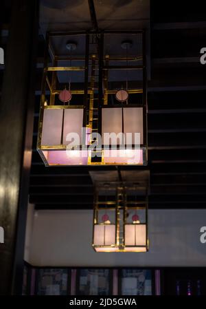 Lighting fixture in the interior of The Hill House, designed in British Art Nouveau Modern Style by Charles Rennie Mackintosh and Margaret MacDonald. Stock Photo