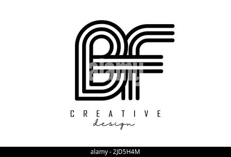 Black lines BF b f letters with monogram Logo Design. Creative vector ...