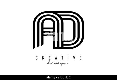 AD A D Creative Modern Black Letters Logo Design with Brush Swoosh ...
