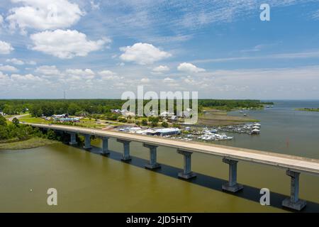 Aerial view of Fowl River and Mobile Bay on the Alabama Gulf Coast in ...