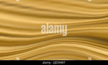 Golden silk folded crease fabric background and texture. Vector illustration Stock Vector