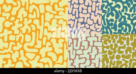 Set of abstract hand drawn organic free forms rounded shapes pattern background. Vector illustration Stock Vector