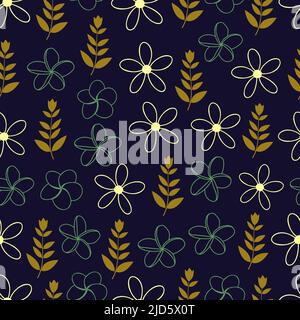 Modern fashionable vector seamless floral ditsy pattern design. Elegant small flowers and leaves. Repeat texture background for printing and textile Stock Vector