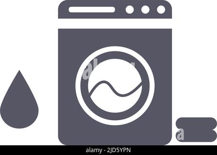 Water drop, washing machine and towels. Appliance. Editable vector. Stock Vector