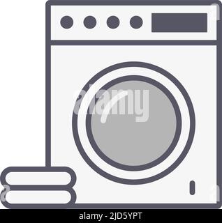 Washing machine and towels. Editable vector. Stock Vector