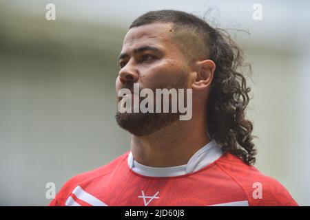 Warrington, England - 18th June 2022 -  David Fifita of Combined Nation All Stars.Rugby League International England vs Combined Nations All Stars at Halliwell Jones Stadium, Warrington, UK  Dean Williams Credit: Dean Williams/Alamy Live News Stock Photo