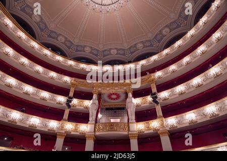 patrons in balcony seats intermission inside the National Theatre (Nationaltheater), Munich, Bavaria, Germany Stock Photo