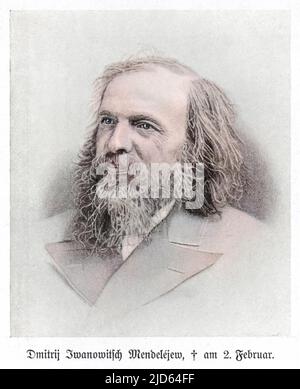 Dmitri Ivanovich Mendeleyev (1834-1907) Russian chemist Colourised version of : 10002140 Stock Photo
