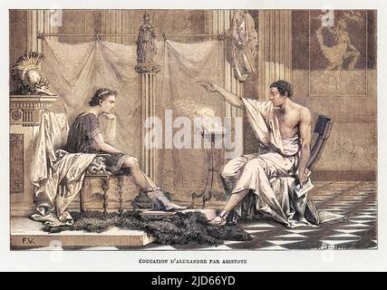 ARISTOTLE Greek philosopher; tutoring Alexander the Great Colourised version of : 10011912       Date: 384 - 322 BC Stock Photo