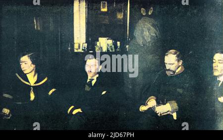 A mysterious figure, swathed in a white shroud, appears behind Kluski ...