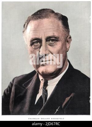 FRANKLIN DELANO ROOSEVELT 32nd President of the USA in the year of his election Colourised version of : 10031078       Date: 1882 - 1945 Stock Photo