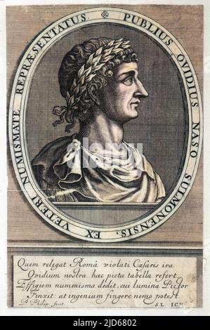 PUBLIUS OVIDIUS NASO known as Ovid Roman poet Colourised version of : 10045161       Date: 43BC - 17 Stock Photo
