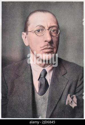 Russian musician, Igor Stravinsky (1882-1971). Colourised version of : 10056821 Stock Photo