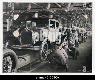 The Ford Assembly line in 1928 Colourised version of : 10083261       Date: 08-Mar-28 Stock Photo