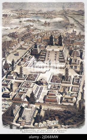 A reconstruction of the city of Tenochtitlan, the capital of pre ...