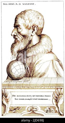 AUGUSTIN HIRSCHVOGEL German artist, mathematician and cartographer, born at Nurnberg, died at Vienna. Colourised version of : 10160929       Date: 1503 - 1553 Stock Photo