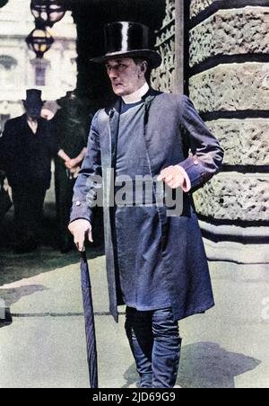 WILLIAM RALPH INGE (1860 - 1954), English churchman, professor of divinity, author, known as 'the gloomy Dean' (of St Pauls), wearing the weird garb of senior churchmen. Colourised version of : 10161601 Stock Photo