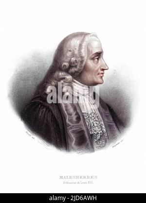 CHRETIEN GUILLAUME de LAMOIGNON de MALESHERBES French lawyer and statesman, who defended Louis XVI so was of course accused of treason and guillotined. Colourised version of : 10164165       Date: 1721 - 1794 Stock Photo