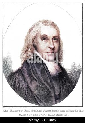 EDMUND NELSON, rector of Burnham Thorpe, Norfolk, whose son Horatio became a sailor. Colourised version of : 10167189       Date: 18th century Stock Photo