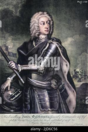 JAMES EDWARD OGLETHORPE (1696 - 1785), Soldier, notably in America, administrator and philanthropist. Colourised version of : 10171224 Stock Photo
