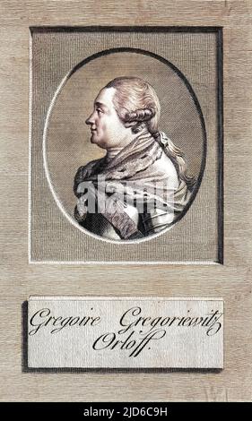 Count GRIGORI GRIGORIVICH ORLOV (or Orloff) Russian statesman, a favourite of the empress Catherine II. Colourised version of : 10171462       Date: 1734 - 1783 Stock Photo