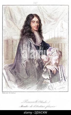 CHARLES PERRAULT - French writer and statesman, best known for his 'fairy tales' which include many classics such as Cinderella and Little Red Riding Hood. Colourised version of : 10172443       Date: 1628 - 1703 Stock Photo