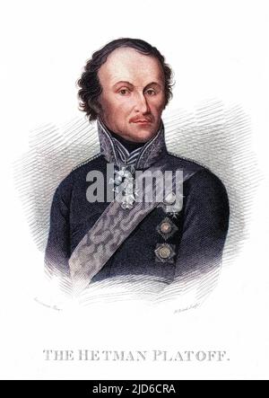 Count MATTHEW PLATOV Russian military commander, Hetman of the Cossacks. Colourised version of : 10172739       Date: 1765 - 1818 Stock Photo