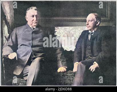 CECIL RHODES and Alfred Beit, photographed soon after they were described in Parliament as members of 'a common gang of thieves and swindlers'. Colourised version of : 10173881       Date: 1853 - 1902 Stock Photo