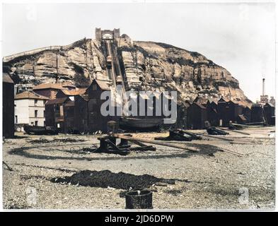 Hastings Sussex Colourised version of : 10195654       Date: 1925 Stock Photo