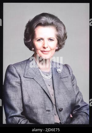 Margareth Thatcher nee Roberts (1925 - 2013) First woman to be British Prime Minister (Conservative) 1979-90 Colourised version of : 10086107 Stock Photo