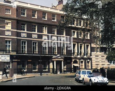 The Courtauld Institute of Art, Home House, Portman Square, London, the magnificent Georgian house Samuel Courtauld acquired in 1926 to exhibit his collection Colourised version of : 10182138       Date: 18th century Stock Photo