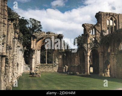 A glimpse of the ruins of Netley Abbey, close to Southampton Water, Hampshire, a Cistercian foundation of 1239 and endowed by King Henry III. Colourised version of : 10187781       Date: 13th century Stock Photo