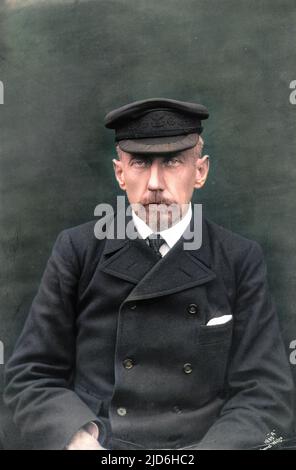 Photographic portrait of Roald Engelbreth Gravning Amundsen, the Norwegian explorer who was the first man to navigate the Northwest Passage and reach the South Pole. Colourised version of: 10217858       Date: C.1908 Stock Photo