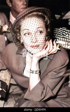 Marlene Dietrich (1901 - 1992), American film actress and cabaret performer. Colourised version of: 10219374       Date: 1950 Stock Photo