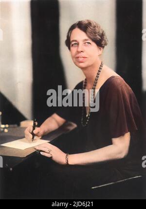 Portrait of Eleanor Roosevelt (1884-1962), American Humanitarian, United Nations diplomat and wife of Franklin Delano Roosevelt. Colourised version of: 10415821       Date: c.1930 Stock Photo